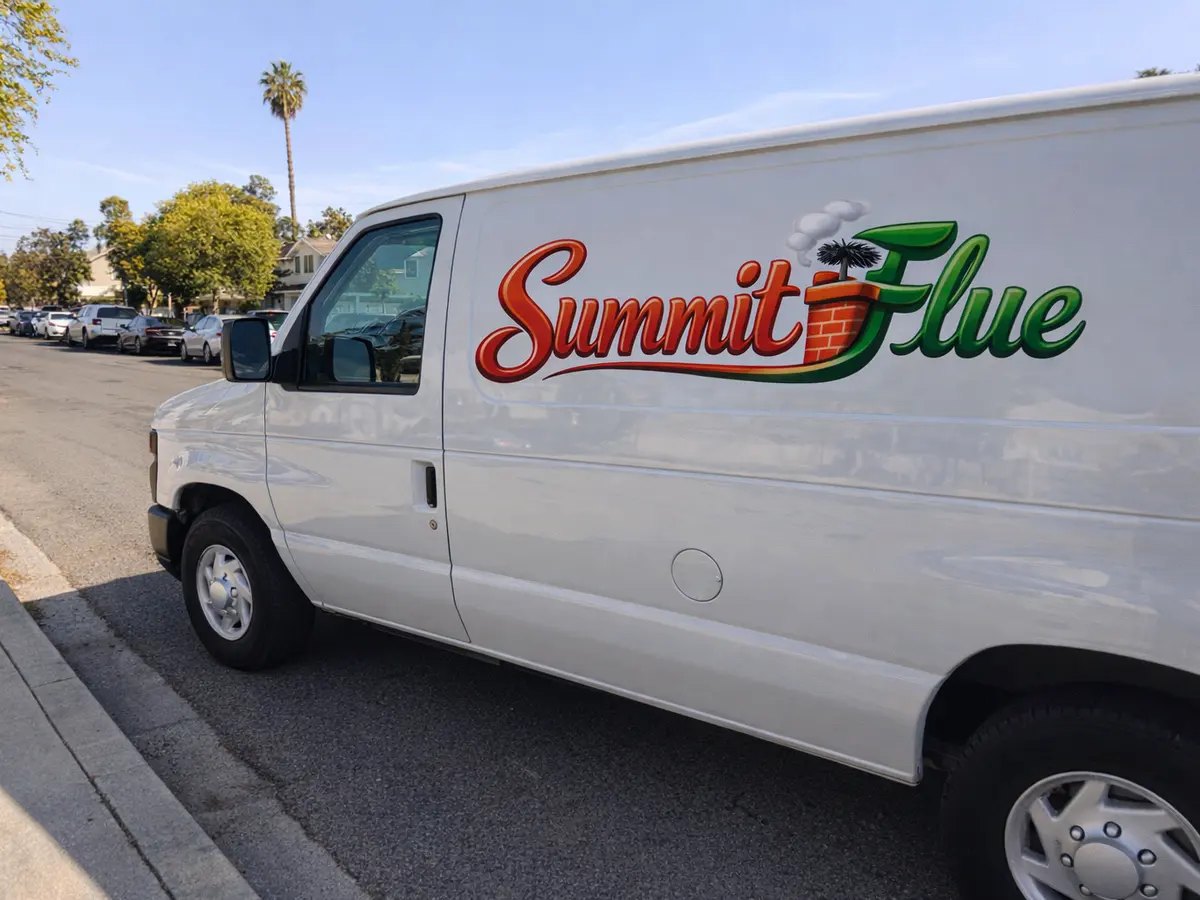 Service van arriving on a North Hills, CA street — local same-day coverage